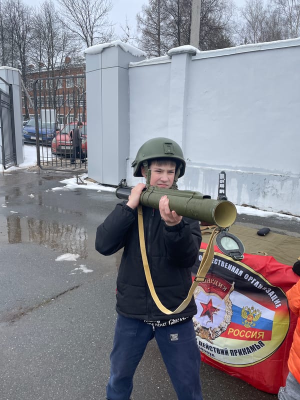 Young people play outdoor laser tag in Sarapul, Russia