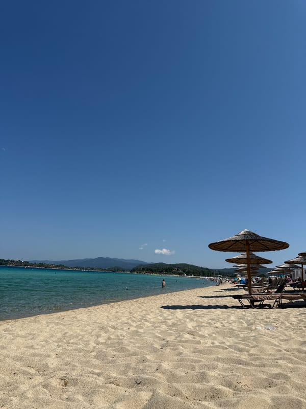 Sunny afternoon on a Sithonia beach, Aegean coast