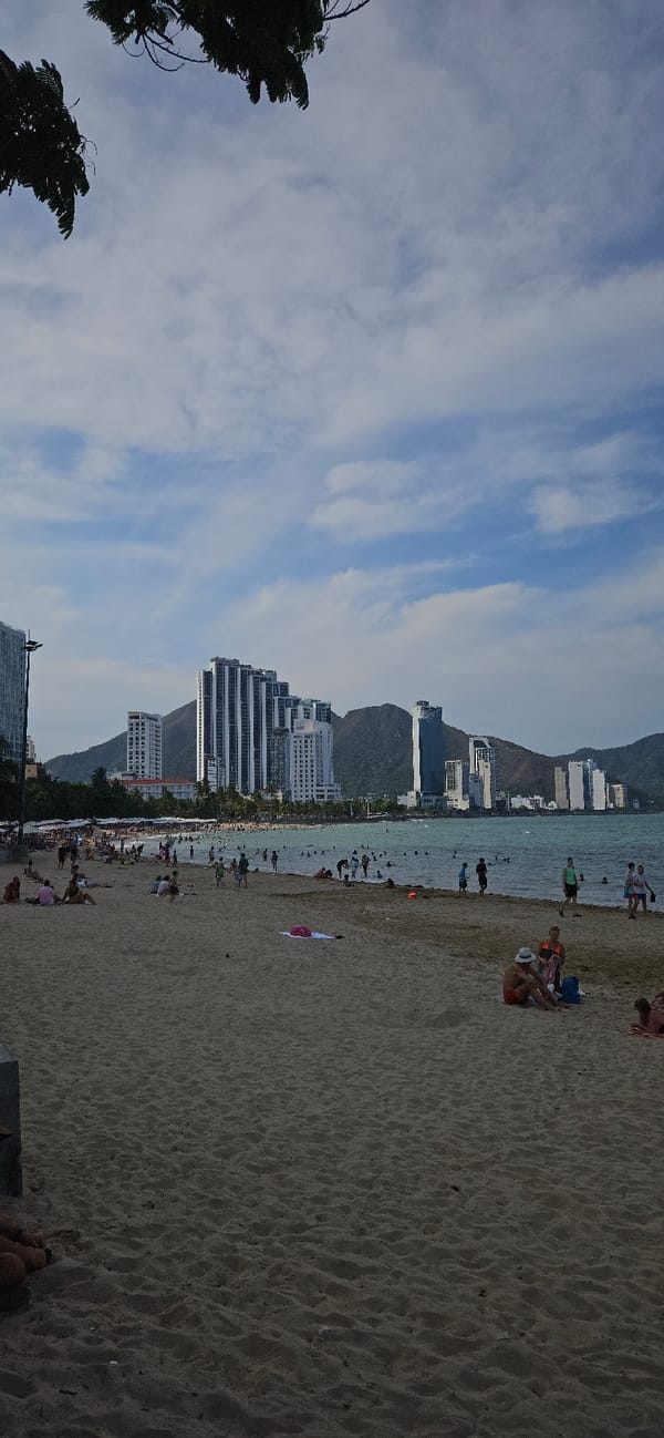 Morning beach activity documented at Bắc Nha Trang Vietnam