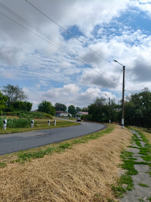 A quiet morning across the streets and fields of Ustyvytsia, Ukraine