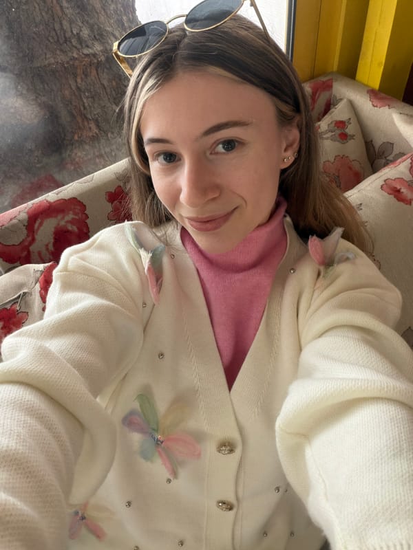 Woman takes selfie at Plovdiv cafe Thursday morning