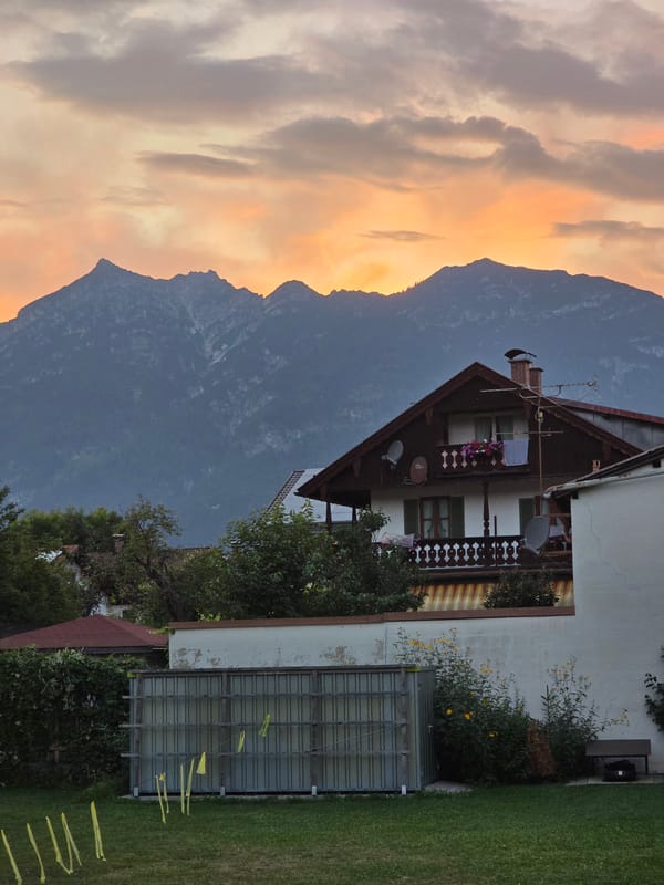 Sunset evening around a Bavarian home in Garmisch-Partenkirchen