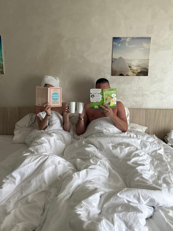 Couple rests in hotel room in Safaga, Egypt