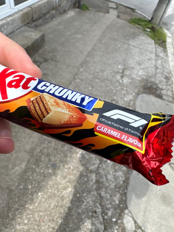 Formula 1 branded KitKat chocolate bar spotted in Bulgaria