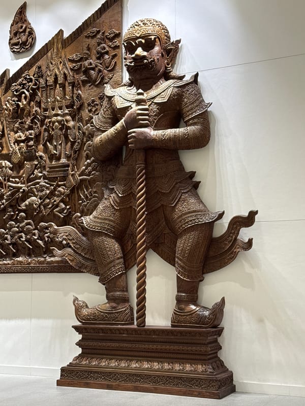Traditional Thai art and sculpture inside a Bangkok cultural venue