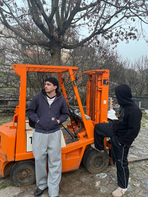 Young adults explore Bragança Portugal sites during March evening
