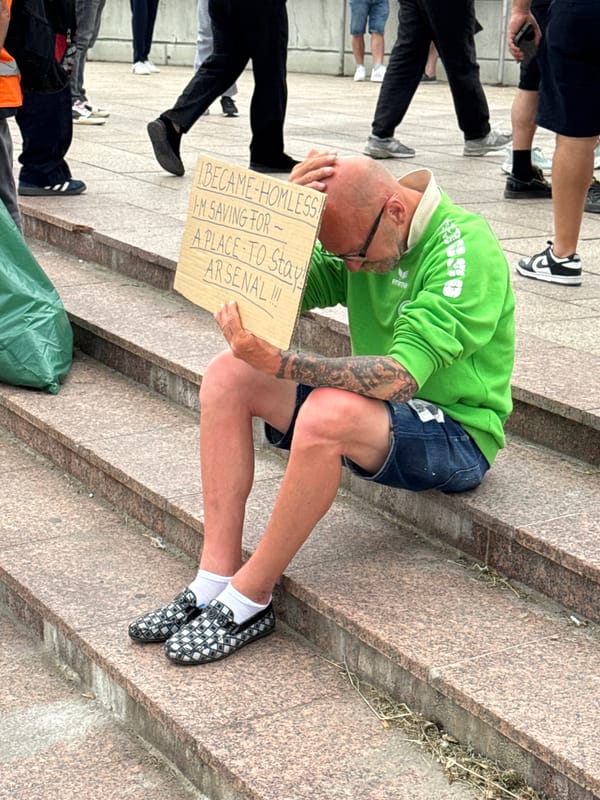 Arsenal fans gather at Budapest stadium on match day