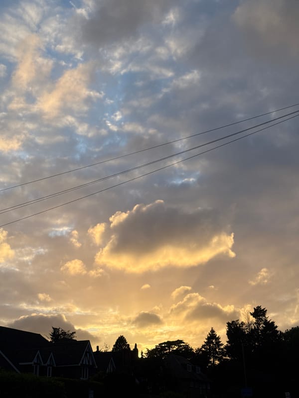 Evening sky with golden clouds observed in London