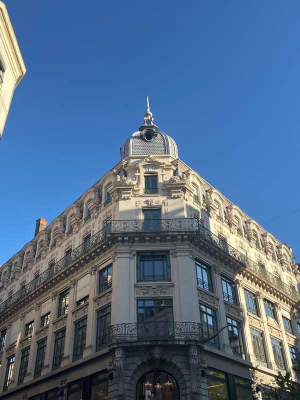 Ornate white building with dome documented in Lyon