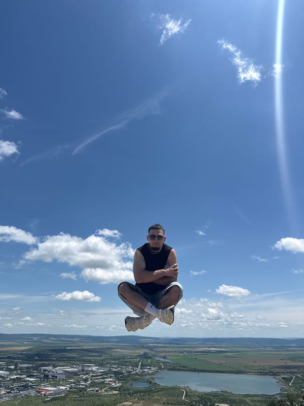 Lotus pose in the sky above Shumen, Bulgaria