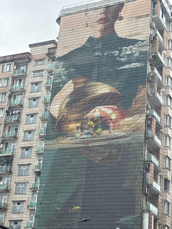Street art and flower shop observed in Batumi, Georgia