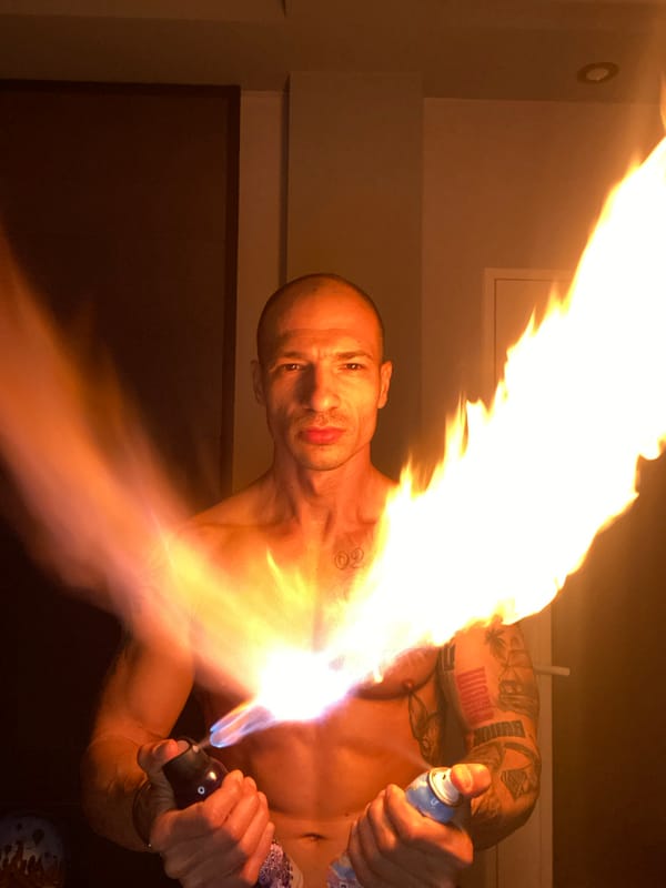 Portrait of shirtless man photographed in Pleven, Bulgaria