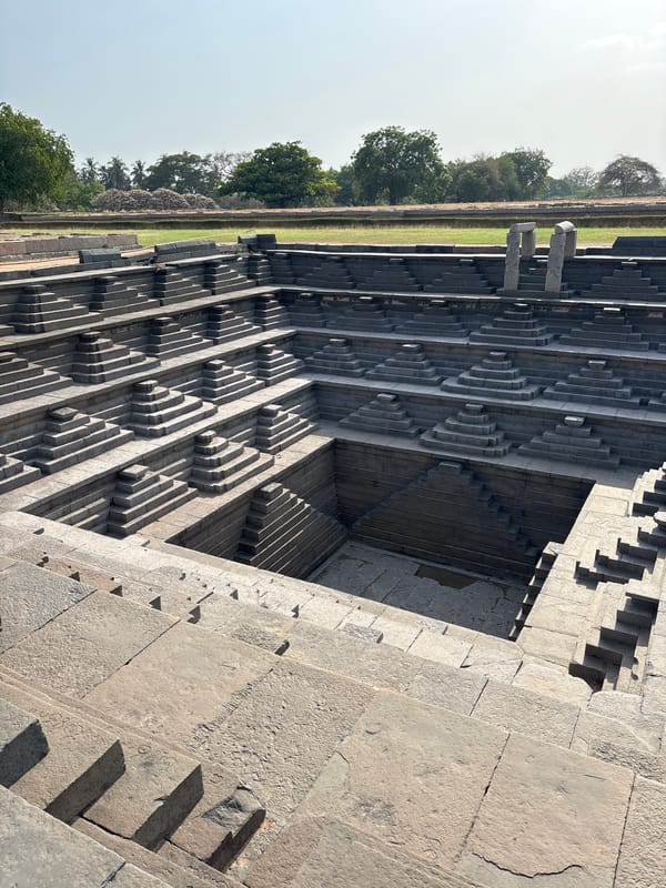 Historic stepped tank Pushkarani documented in Kamalapura, India