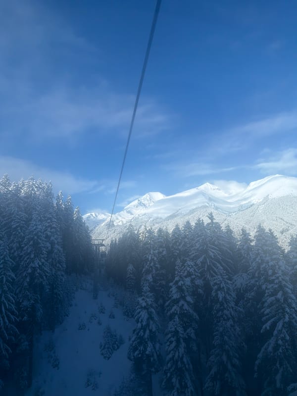 Winter ski lift view captured in Bansko, Bulgaria