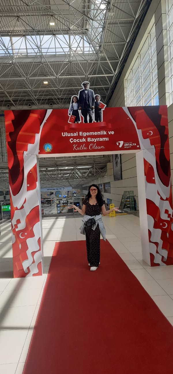 Morning travelers document routine activities at Antalya Airport, Turkey