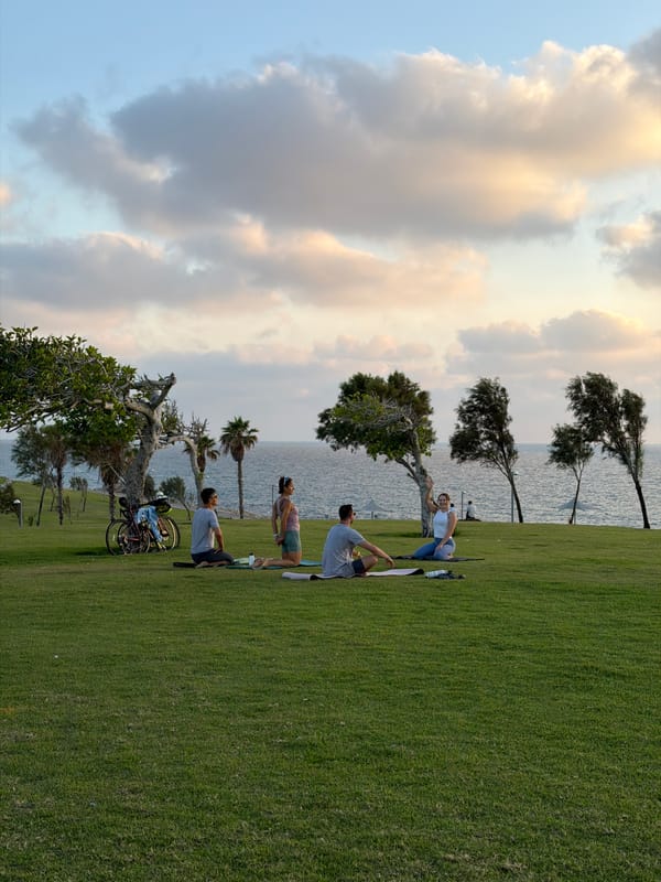 Golden hour at Tel Aviv's seafront park