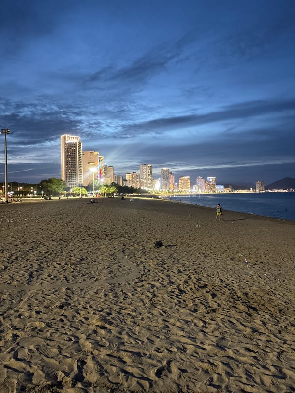 Nha Trang beachfront captured in vibrant nighttime coastal scenes