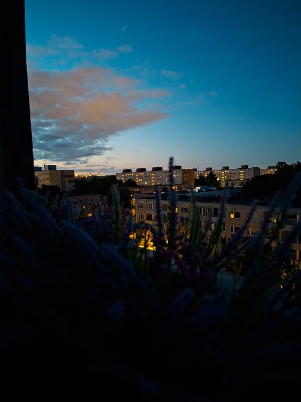 Witness documents twilight scenes across residential Tallinn neighborhoods
