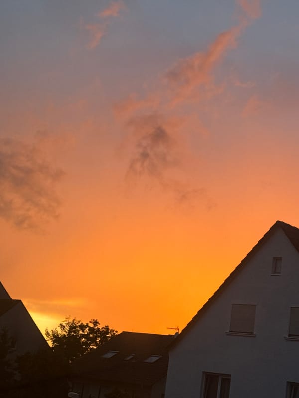 Dramatic sunset colors observed over Mannheim, Germany