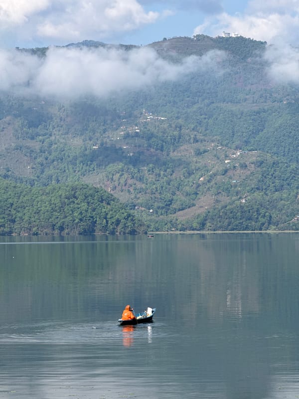 Early morning views of Phewa Lake captured in Pokhara
