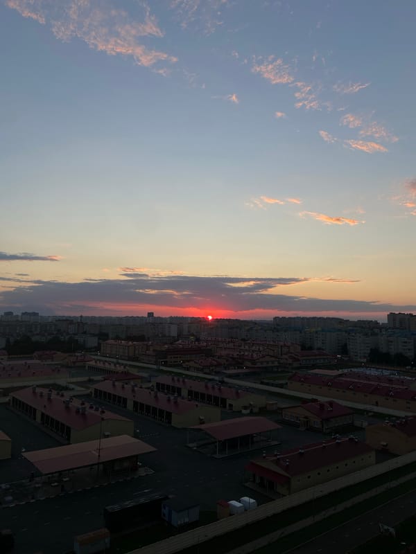 Sunset over Krasnodar, eggs on the stove