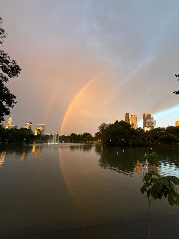 Wildlife and rainbows at Lumpini Park after the rain