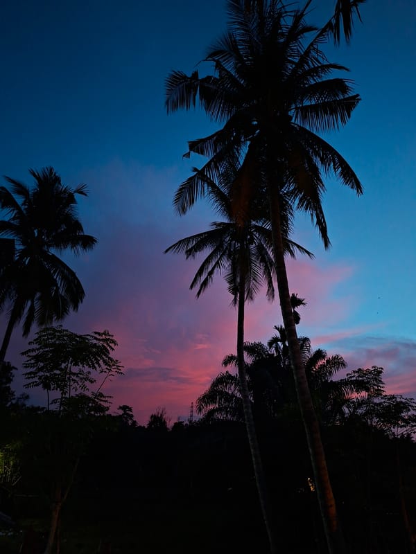 Twilight sky creates vibrant display over Lhokseumawe, Indonesia