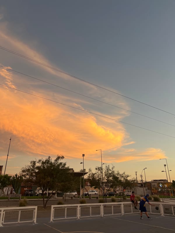Evening basketball and sunset scenes captured in Arica, Chile