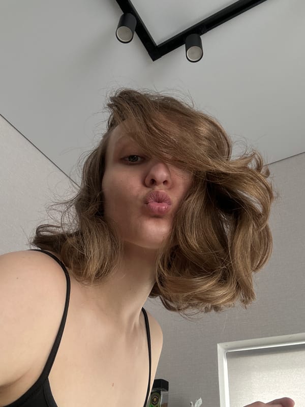 Woman takes selfies in Russian village