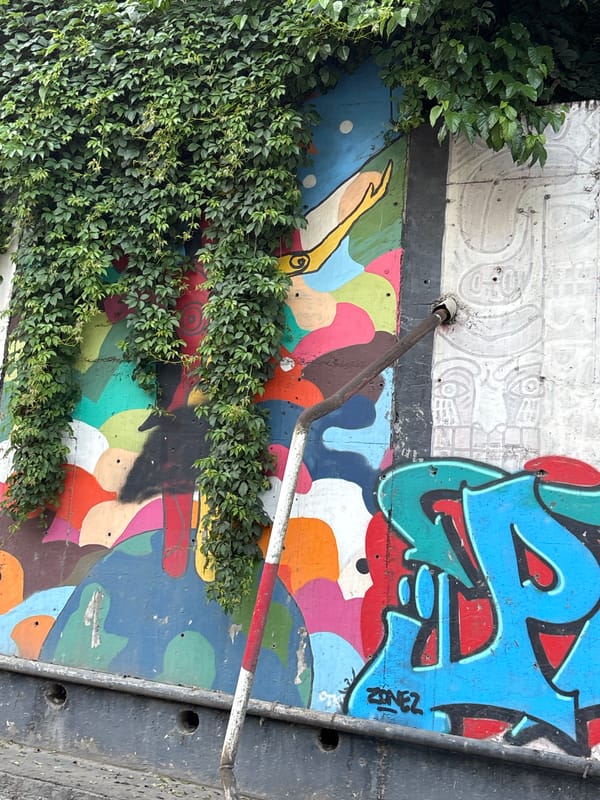 Traffic and street art captured in downtown Tbilisi