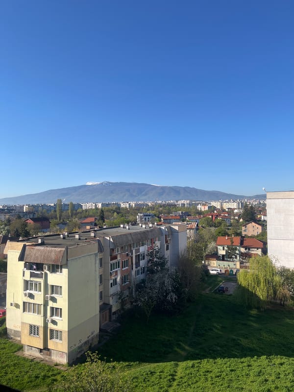 Clear morning skies captured over Sofia cityscape from elevated viewpoints