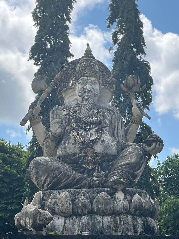 Ancient Balinese stone sculptures documented at Kuta Selatan resort