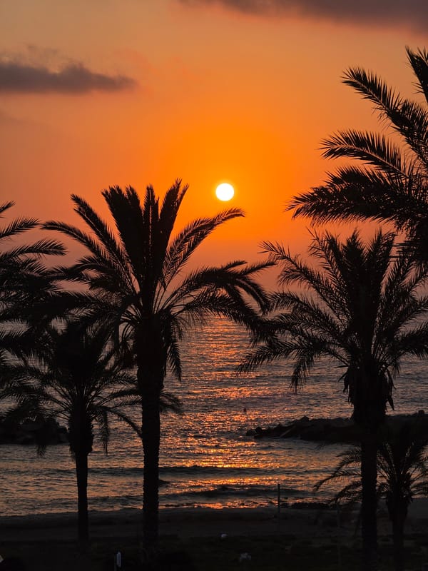 Mediterranean sunset from the shore at Hlorakas, Cyprus