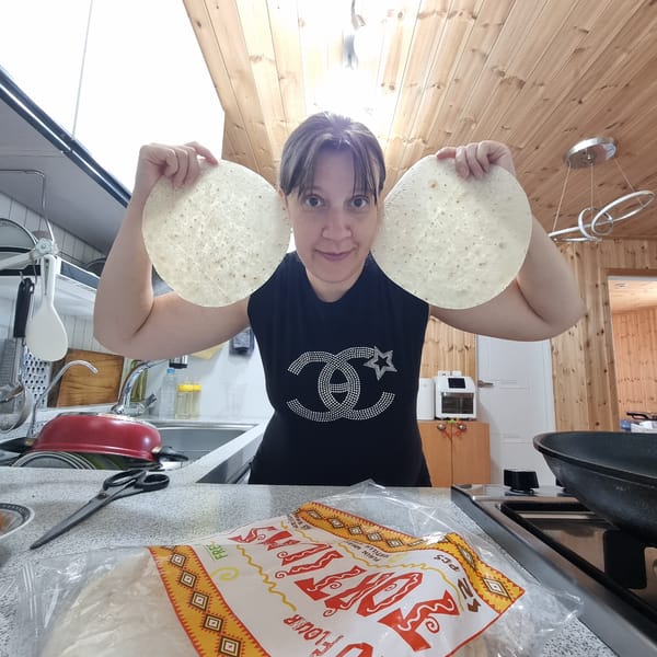 Homemade breakfast wrap and family morning in a Korean kitchen