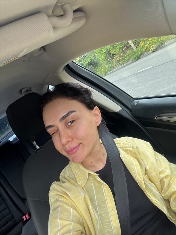 Woman photographed in passenger seat of car in Tbilisi