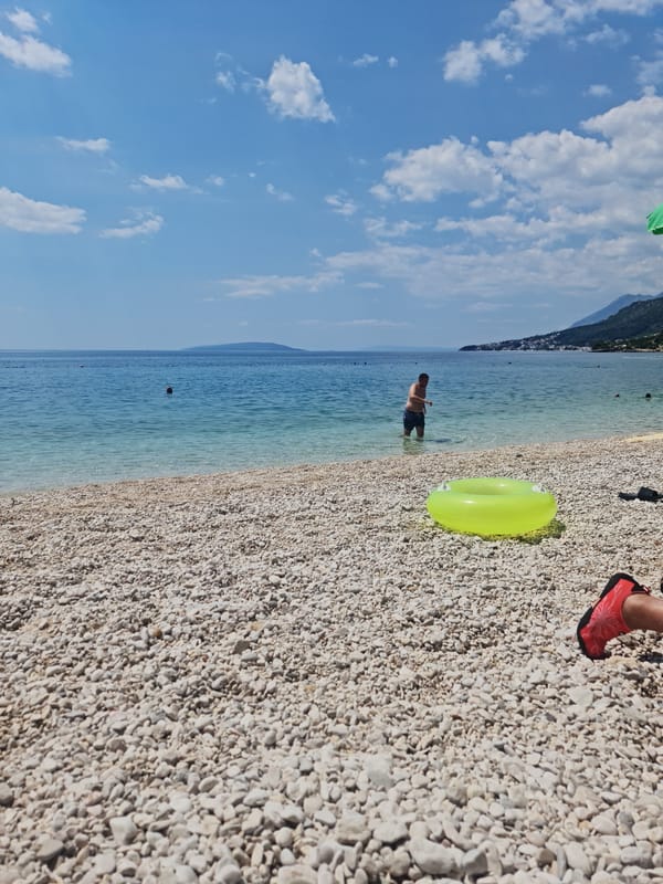 Lazy afternoon on a Croatian Adriatic pebble beach