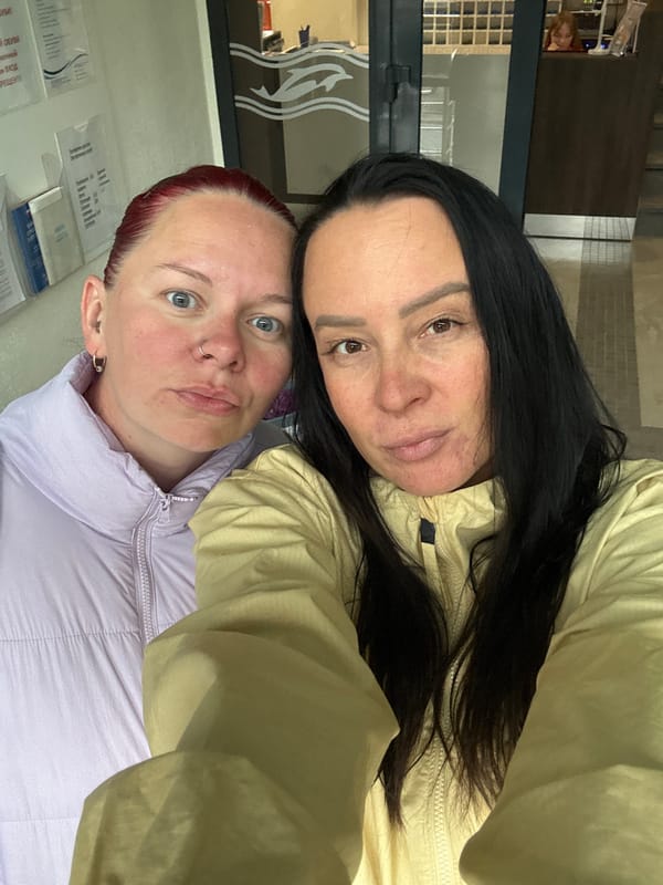 Two women take selfie in Chaikovsky, Russia