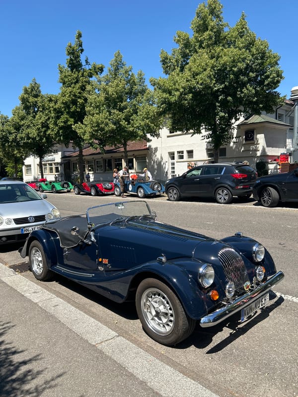 Classic convertibles lined up on a sunny Heilbronn street