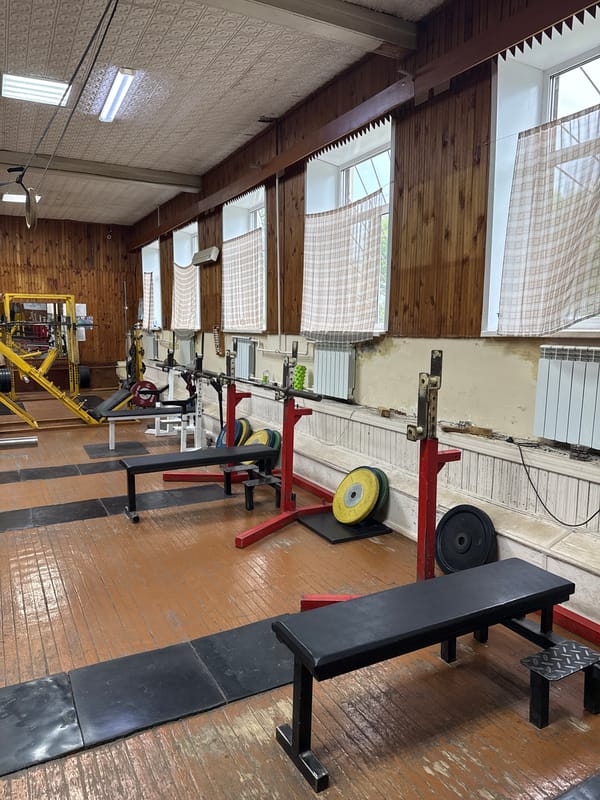 Inside a rustic Soviet-style weightlifting gym in Kazan