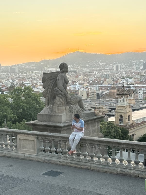 Barcelona sunset draws a crowd to the city's high overlooks