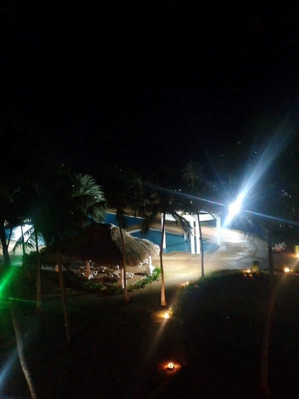 Late night documentation of resort property in Pedro González