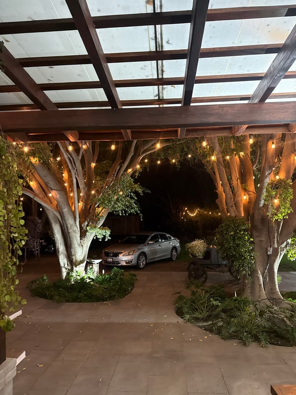 Outdoor karaoke event held under string lights in Atlixco