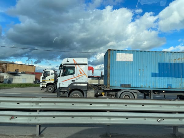 Commercial vehicles and residential areas observed near Moscow