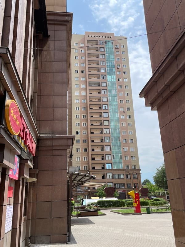 Everyday life around an Almaty residential complex and corner store