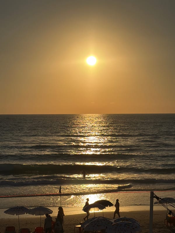 Golden hour along the Tel Aviv coastline, proposal and all