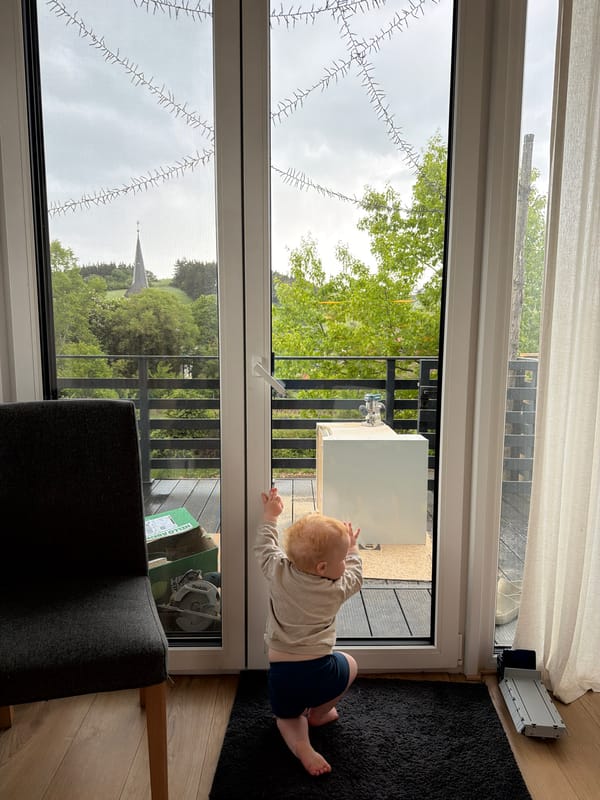 Quiet afternoon moments in Gangloff: woodworking, pets, and children