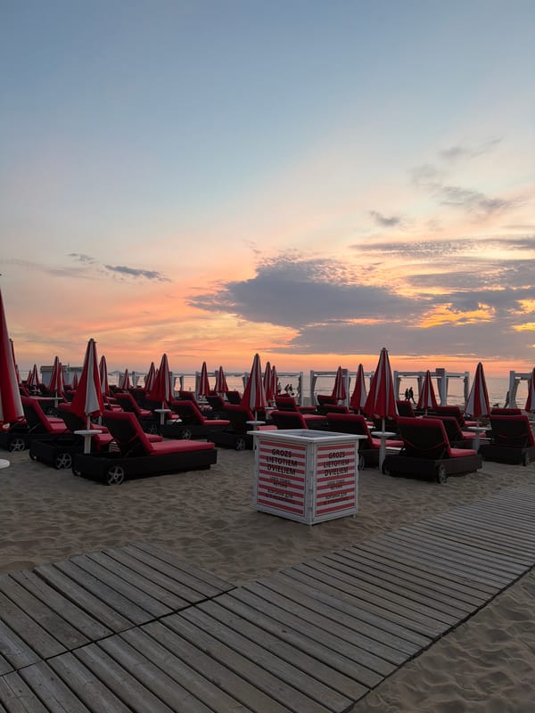 Sunset evening at Jūrmala's Baltic Beach Hotel and boardwalk