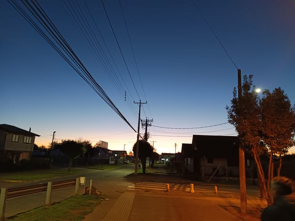 Dusk street scene captured in Osorno, Chile