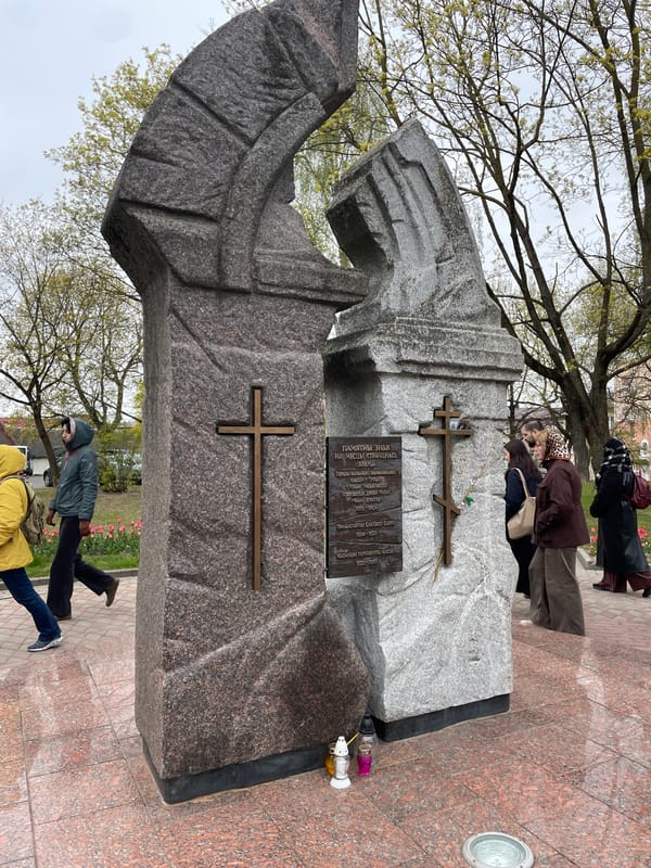 Tourist documents historic landmarks across Hrodna Belarus morning tour