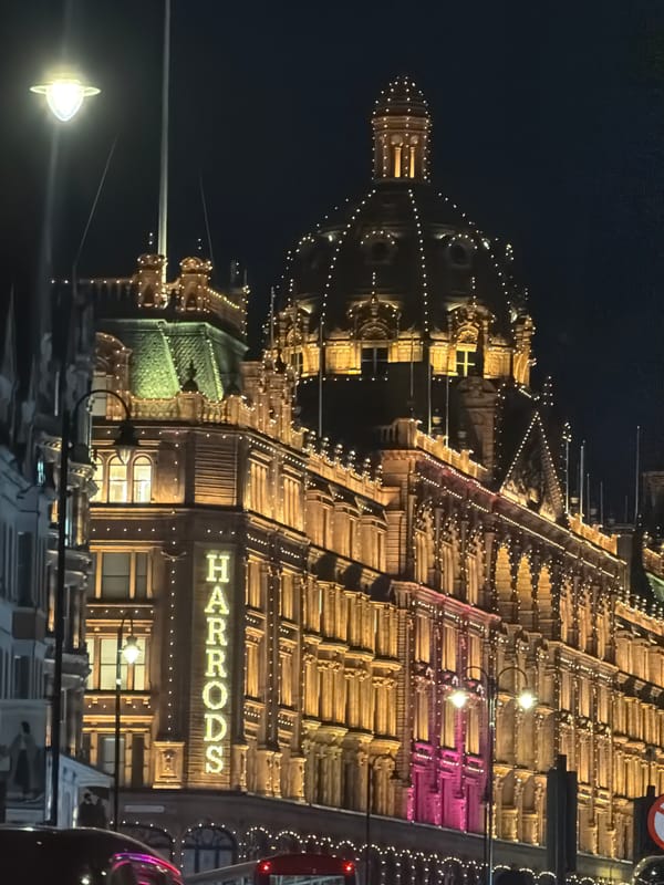 Harvey Nichols department store photographed at night in London